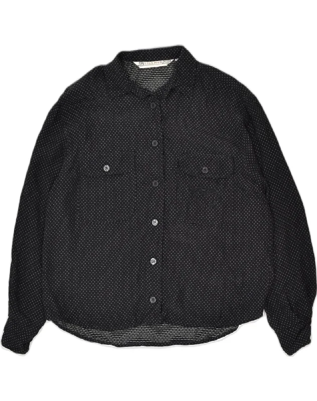 KRIZIA JEANS Womens Shirt IT 44 Medium Black Spotted Casual Short Sleeve Top
