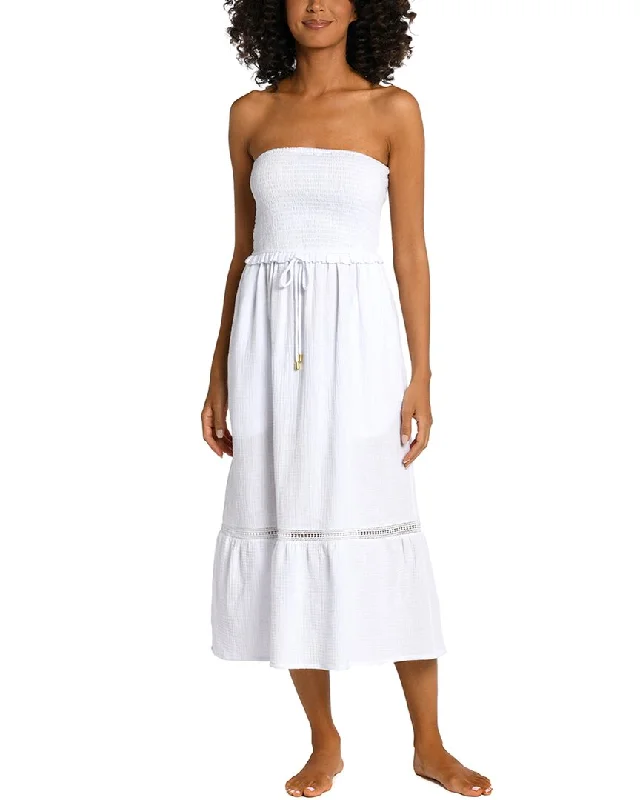 La Blanca Seaside Covers Strapless Midi Dress Stylish Button-Up Midi Dress