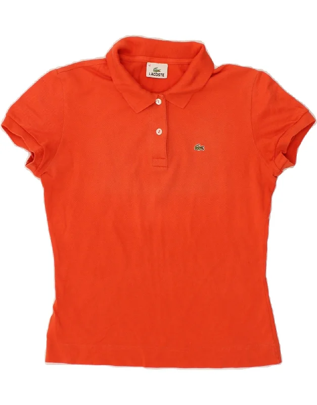 LACOSTE Womens Polo Shirt  Size 42 Large Orange Cotton Casual Slouchy Short Sleeve