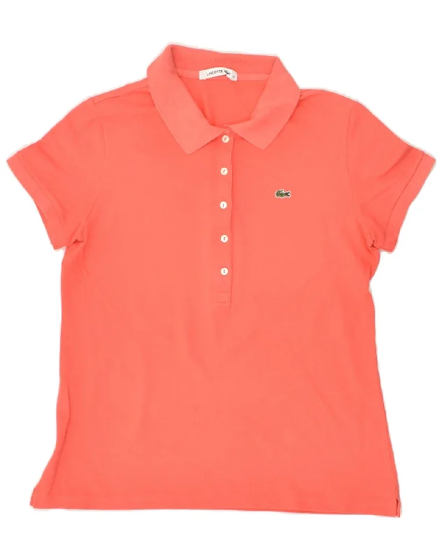 LACOSTE Womens Polo Shirt Size 42 Large Orange Cotton Fashionable Draped Short Sleeve LACOSTE Womens Polo Shirt Size 42 Large Orange Cotton Fashionable Draped Short Sleeve
