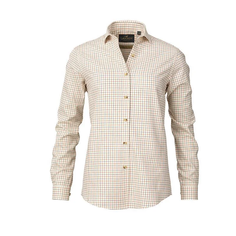 Laksen Jodie Ladies Cotton & Wool Tattersall Shirt - Mandarin Relaxed Button-Down Short Shirt Laksen Jodie Ladies Cotton & Wool Tattersall Shirt - Mandarin Relaxed Button-Down Short Shirt