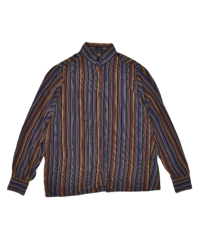 LE TRUC Womens Shirt Blouse EU 38 Medium Brown Pinstripe Polyester Comfortable Peplum Short Shirt LE TRUC Womens Shirt Blouse EU 38 Medium Brown Pinstripe Polyester Comfortable Peplum Short Shirt