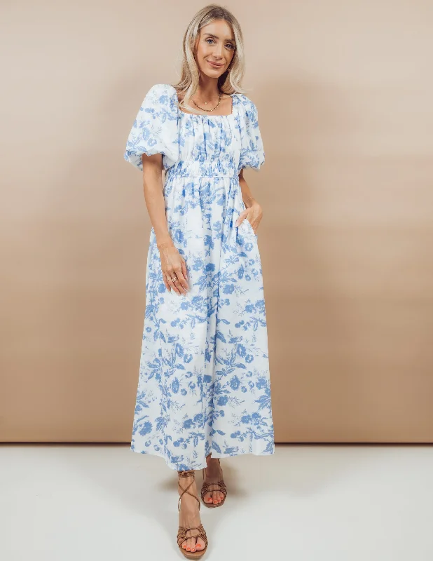 Mariah Floral Midi Dress Cozy Ribbed Knit Midi Dress