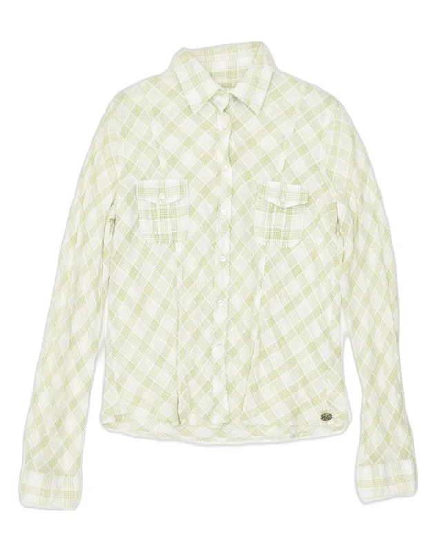MARLBORO CLASSICS Womens Shirt EU 44 Large Green Check Cotton Comfortable Ribbed Short Sleeve MARLBORO CLASSICS Womens Shirt EU 44 Large Green Check Cotton Comfortable Ribbed Short Sleeve
