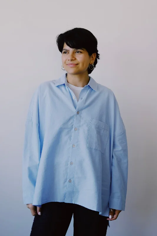 oversize shirt - tahira - blue chambray Relaxed Cotton Short Blouse
