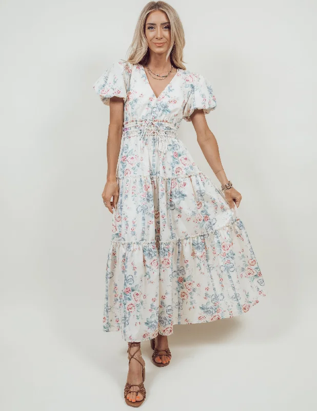 Preston Floral Midi Dress Cozy A-Line Midi Dress