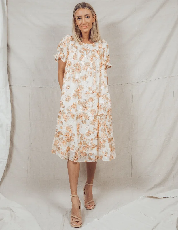 Serena Floral Midi Dress Stylish Button-Up Midi Dress