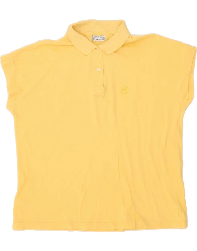 SERGIO TACCHINI Womens Polo Shirt IT 46 Large Yellow Comfortable Fitted Short Sleeve