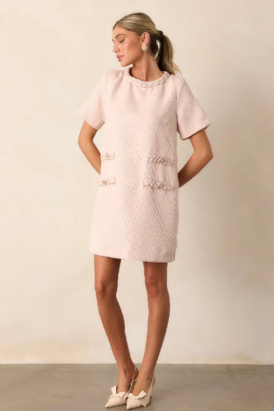 Stay The Same Taupe Tweed Mini Dress Trendy Mini Dress with Belt