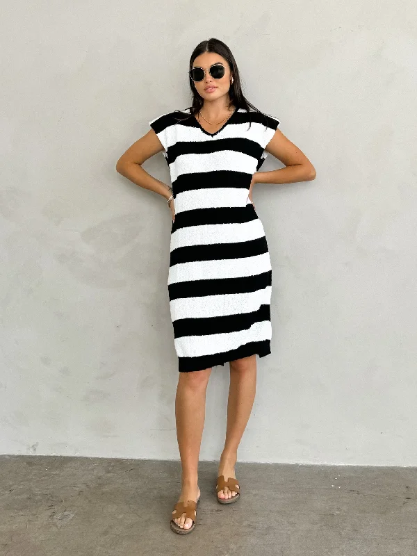 Catalina Striped Midi Dress - Final Sale Chic Lace Detail Midi Dress