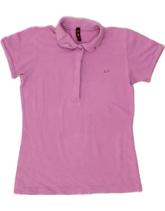 SUN68 Womens Polo Shirt UK 12 Medium Pink Cotton Trendy Short Sleeve Blouse