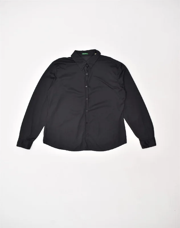 UNITED COLORS OF BENETTON Womens Shirt IT 46 Large Black Polyamide Casual Boxy Short Shirt UNITED COLORS OF BENETTON Womens Shirt IT 46 Large Black Polyamide Casual Boxy Short Shirt