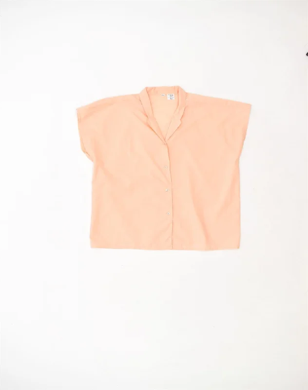 VINTAGE Womens Shirt Blouse EU 42/44 Large Beige Polyester Casual Ruffle Short Shirt VINTAGE Womens Shirt Blouse EU 42/44 Large Beige Polyester Casual Ruffle Short Shirt