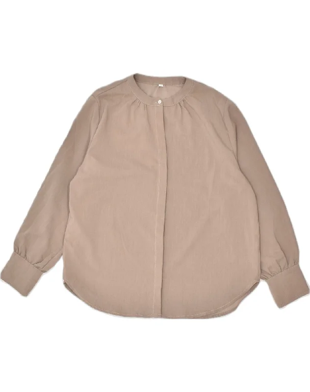 VINTAGE Womens Shirt Blouse UK 14 Large Brown Polyester Relaxed Fit Short Sleeve Top VINTAGE Womens Shirt Blouse UK 14 Large Brown Polyester Relaxed Fit Short Sleeve Top