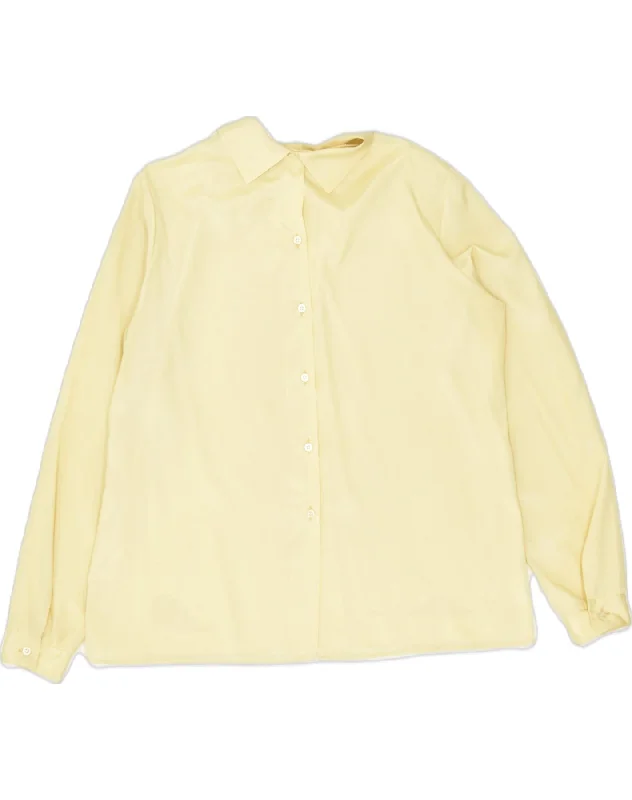 VINTAGE Womens Shirt Blouse UK 16 Large Yellow Polyester Casual Oversized Short Shirt VINTAGE Womens Shirt Blouse UK 16 Large Yellow Polyester Casual Oversized Short Shirt