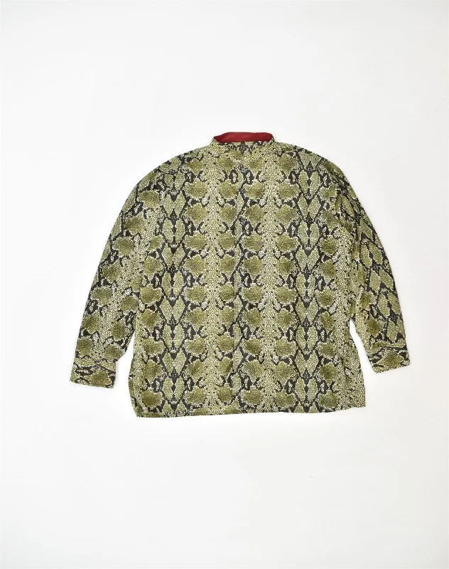 VINTAGE Womens Shirt Blouse UK 18 XL Green Animal Print Polyester Relaxed Fit Short Blouse VINTAGE Womens Shirt Blouse UK 18 XL Green Animal Print Polyester Relaxed Fit Short Blouse