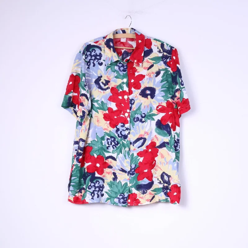 Vintage Women 2XL Casual Shirt Floral Print Vintage Short Sleeve Multi Short Sleeve Top Relaxed Short Sleeve Tee