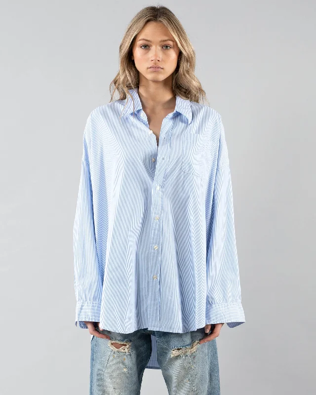 Drop Neck Oxford Shirt Fashionable Sheer Short Shirt