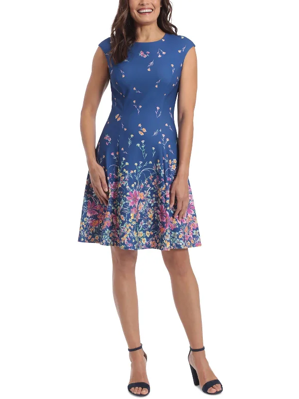 Womens Floral Print Crepe Midi Dress Trendy Ruched Side Midi Dress