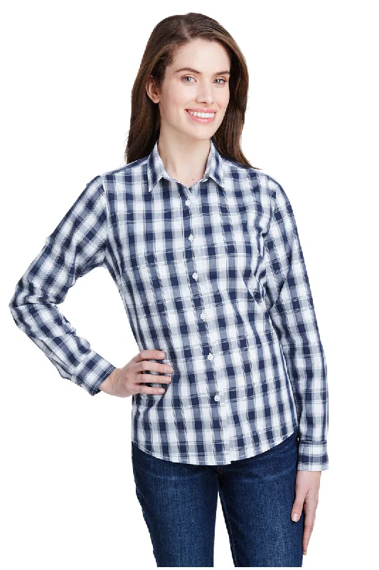 Women's Mulligan Check Long Sleeve Cotton Shirt (White / Navy) Trendy Print Short Sleeve Women's Mulligan Check Long Sleeve Cotton Shirt (White / Navy) Trendy Print Short Sleeve