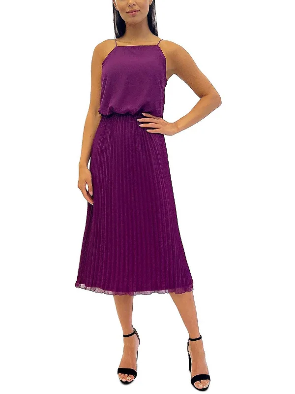 Womens Sleeveless Polyester Midi Dress Comfortable Lace-Up Midi Dress