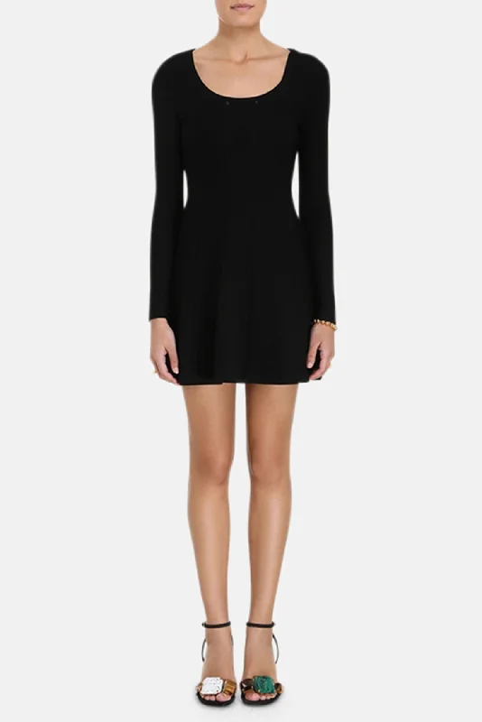 Luminosity Knit Panelled Mini Dress Black Classic Black Mini Dress