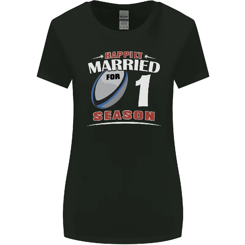 1 Year Wedding Anniversary 1st Rugby Womens Wider Cut T-Shirt Thin T-Shirt Open Front Quick Dry