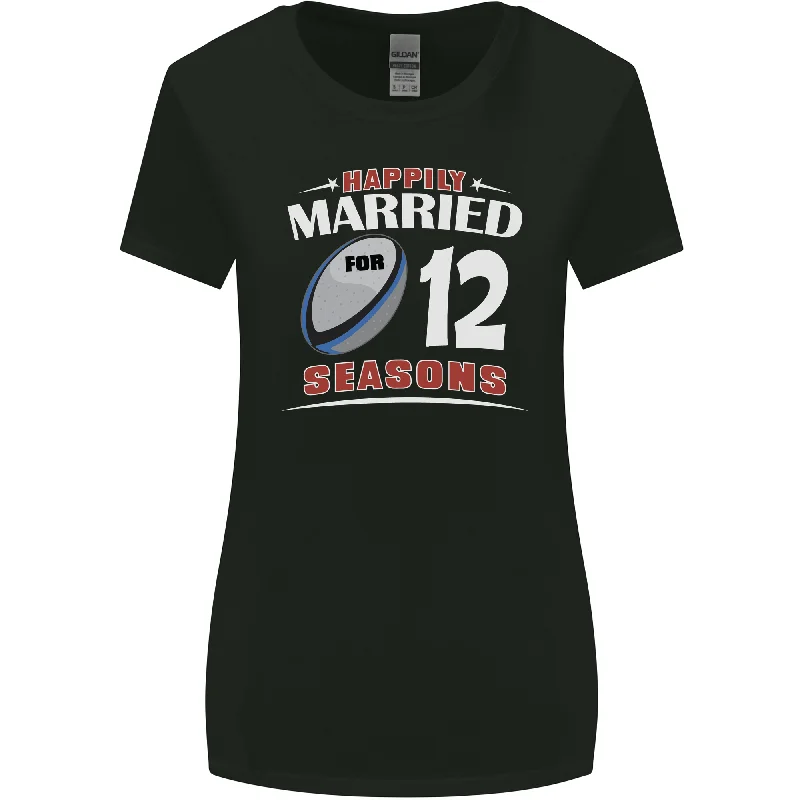 12 Year Wedding Anniversary 12th Rugby Womens Wider Cut T-Shirt Chenille Fabric Brocade Fabric Lace Fabric