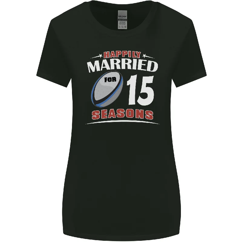 15 Year Wedding Anniversary 15th Rugby Womens Wider Cut T-Shirt Anti-Pilling Machine Wash Handmade