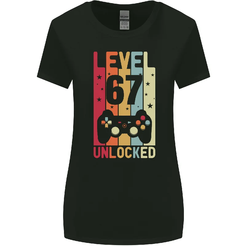 67th Birthday 67 Year Old Level Up Gaming Womens Wider Cut T-Shirt Asymmetrical Pockets Print 67th Birthday 67 Year Old Level Up Gaming Womens Wider Cut T-Shirt Asymmetrical Pockets Print