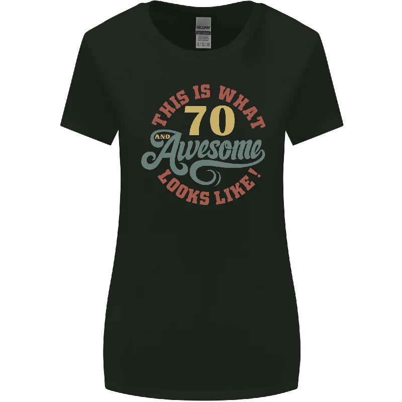 70th Birthday 70 Year Old Awesome Looks Like Womens Wider Cut T-Shirt Notch Collar Peter Pan Collar Cowl Neck 70th Birthday 70 Year Old Awesome Looks Like Womens Wider Cut T-Shirt Notch Collar Peter Pan Collar Cowl Neck