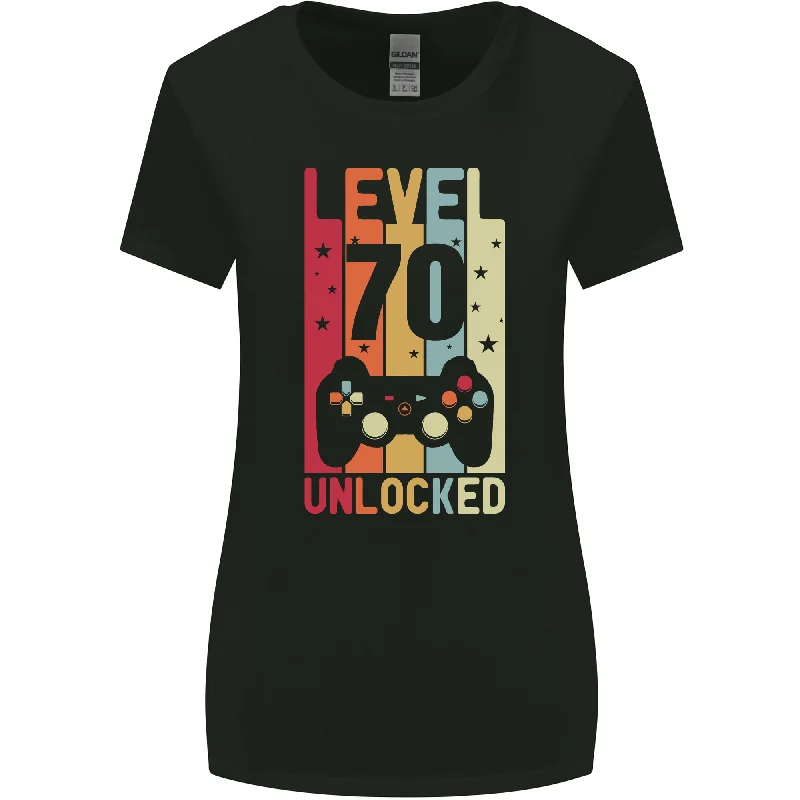 70th Birthday 70 Year Old Level Up Gaming Womens Wider Cut T-Shirt Front Pockets Side Pockets Patch Pockets 70th Birthday 70 Year Old Level Up Gaming Womens Wider Cut T-Shirt Front Pockets Side Pockets Patch Pockets