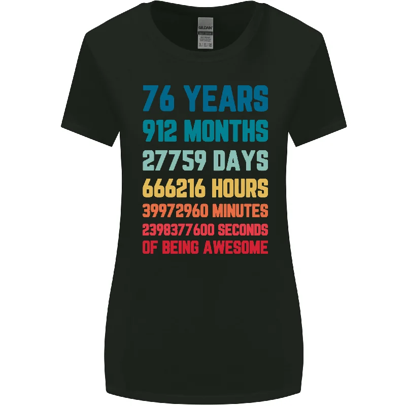 76th Birthday 76 Year Old Womens Wider Cut T-Shirt Striped Floral Plaid