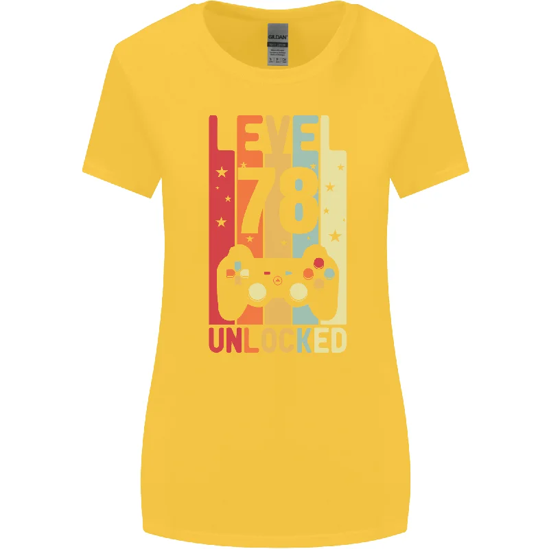 78th Birthday 78 Year Old Level Up Gaming Womens Wider Cut T-Shirt Asymmetrical Pockets Print 78th Birthday 78 Year Old Level Up Gaming Womens Wider Cut T-Shirt Asymmetrical Pockets Print