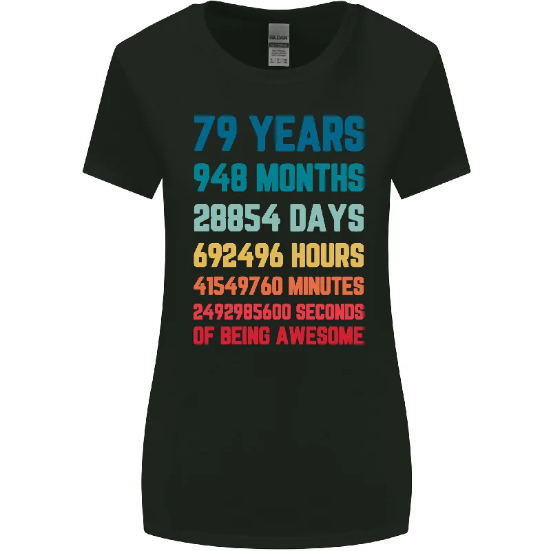 79th Birthday 79 Year Old Womens Wider Cut T-Shirt Mesh Canvas Denim