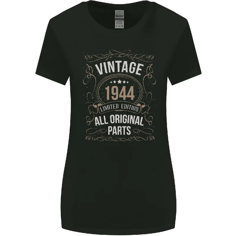 79th Birthday Limited Edition 1944 Womens Wider Cut T-Shirt Beaded Sequined Faux Fur