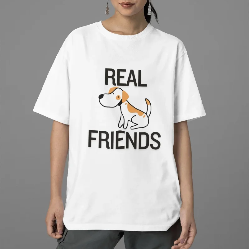 Real Friends  Round Neck Half Sleeve Classic T-Shirt Casual Formal Business