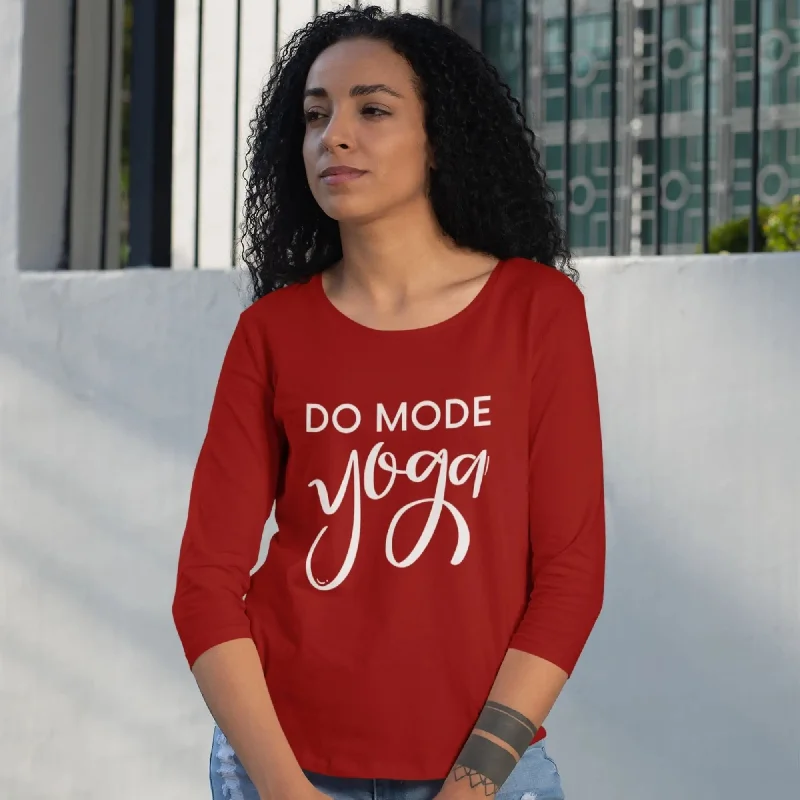 Do More Yoga Women’s 3/4th Sleeve T-Shirt Mesh Canvas Denim