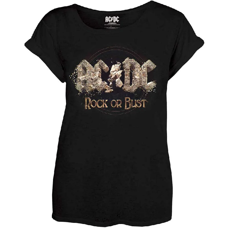 AC/DC Ladies T-Shirt: Rock or Bust Wool Fabric Cashmere Fabric Tweed Fabric