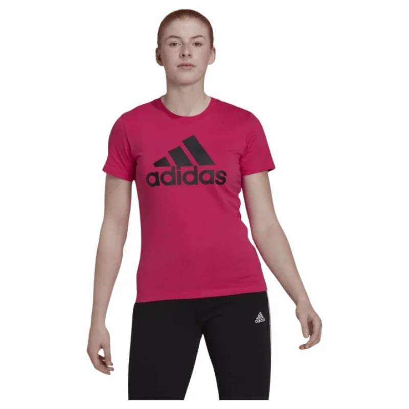 Adidas Womens Sport Magenta T-shirt Striped Floral Plaid