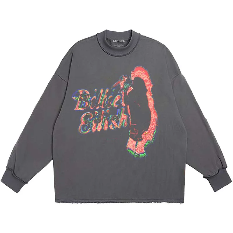 Billie Eilish Unisex Long Sleeve T-Shirt: Neon Logo Satin Fabric Silk Fabric Chiffon Fabric Billie Eilish Unisex Long Sleeve T-Shirt: Neon Logo Satin Fabric Silk Fabric Chiffon Fabric