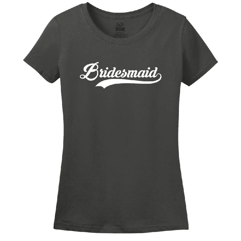 Bridesmaid Women's T-Shirt Ribbed Striped Patterned