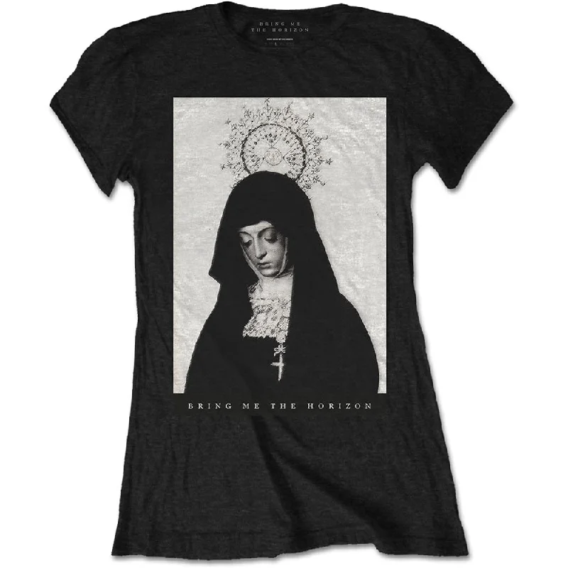 Bring Me The Horizon Ladies T-Shirt: Nun Seamless Knitted Crochet