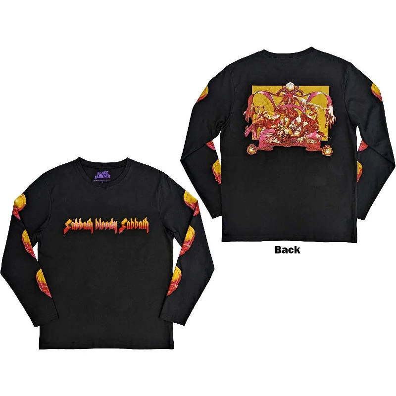Black Sabbath | Official Band Long Sleeve T-Shirt | Bloody Sabbath (Back & Sleeve Print) Satin Blend Silk Blend Wool Blend Black Sabbath | Official Band Long Sleeve T-Shirt | Bloody Sabbath (Back & Sleeve Print) Satin Blend Silk Blend Wool Blend