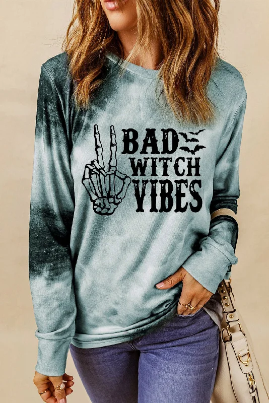 Casual Cross Letter Print Crew Neck Long Sleeve T-Shirt Solid Print Embellished