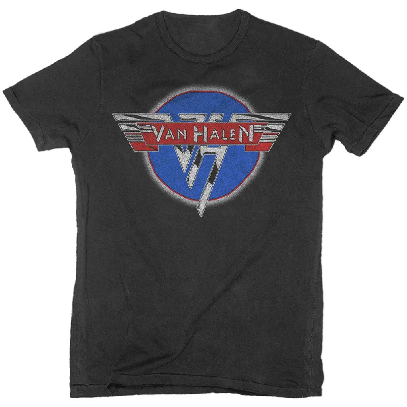 Van Halen | Official Band T-Shirt | Chrome Logo Houndstooth Herringbone Solid