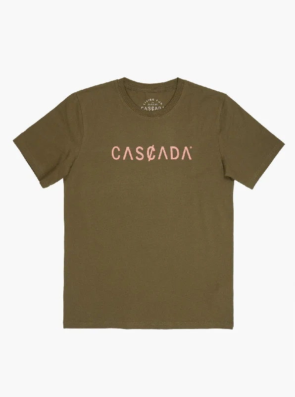 Cotton Unisex T-Shirt - Classic Logo Olive Mesh Blend Leather Blend Suede Blend