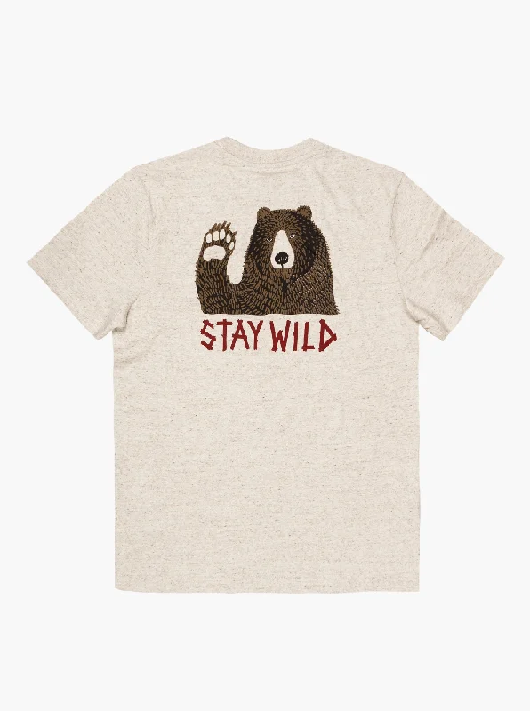 Cotton Unisex T-Shirt - Stay Wild Welt Pockets Slit Pockets