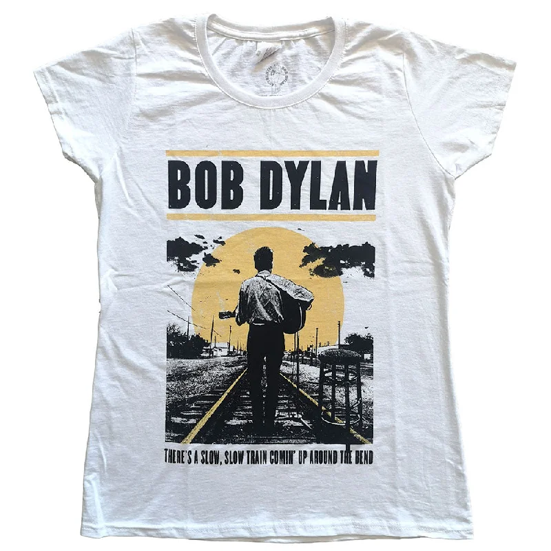 Bob Dylan Ladies T-Shirt: Slow Train Chenille Fabric Brocade Fabric Lace Fabric