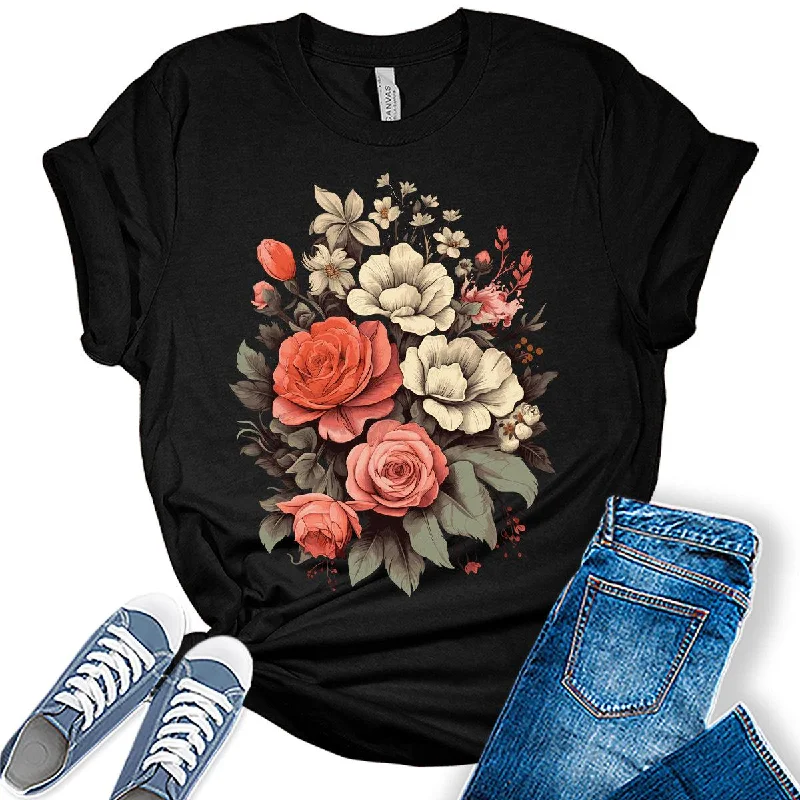 Flower Floral Women's Graphic T-shirt Fleece Fabric Down Fabric Feather Fabric